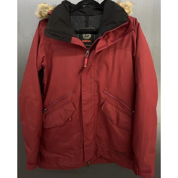 Burton Jacket Women M Red Burgundy Dry Ride White Collection Snowboard Outdoor - Picture 1 of 12